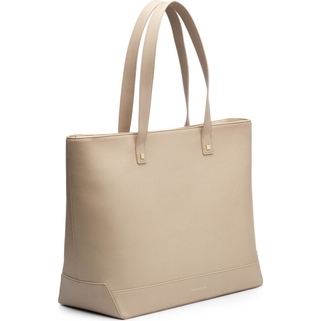 Vegan Leather Work Tote Bag with Removable Insulated Pouch, Cream - Lunchbags - 2
