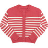 Women's Red And Cream Stripe Cropped Knit Cardigan - Cardigans - 1 - thumbnail