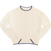 Women's Cropped Cream Sweater With Navy Trim - Sweaters - 1 - thumbnail