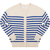 Women's Cream And Blue Stripe Knit Cardigan - Cardigans - 1 - thumbnail