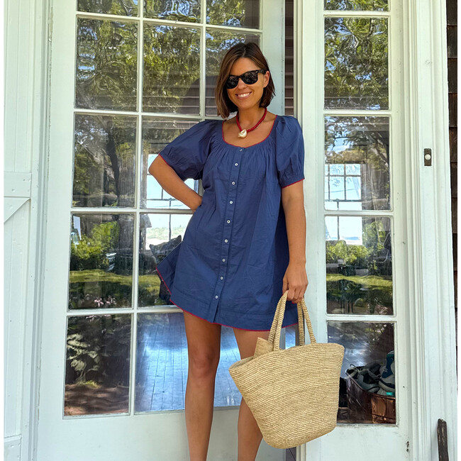 Women's Navy Cotton Coverup - Cover-Ups - 2