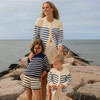 Women's Cream And Blue Stripe Knit Cardigan - Cardigans - 2