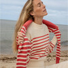 Women's Cream And Red Stripe Cropped Sweater - Sweaters - 3