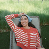 Women's Red And Cream Stripe Cropped Knit Cardigan - Cardigans - 5