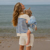 Women's Cream And Blue Stripe Knit Cardigan - Cardigans - 3