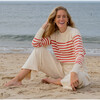 Women's Cream And Red Stripe Cropped Sweater - Sweaters - 6
