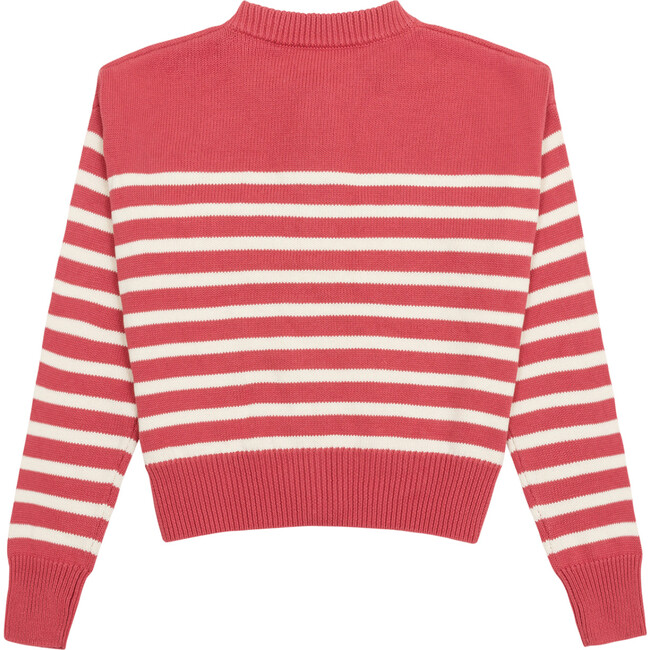 Women's Red And Cream Stripe Cropped Knit Cardigan - Cardigans - 7