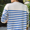 Women's Cream And Blue Stripe Knit Cardigan - Cardigans - 7