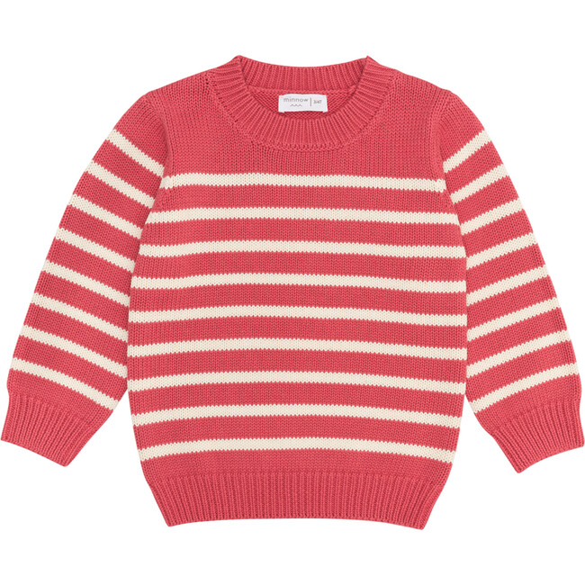 Unisex Red And Cream Stripe Knit Sweater