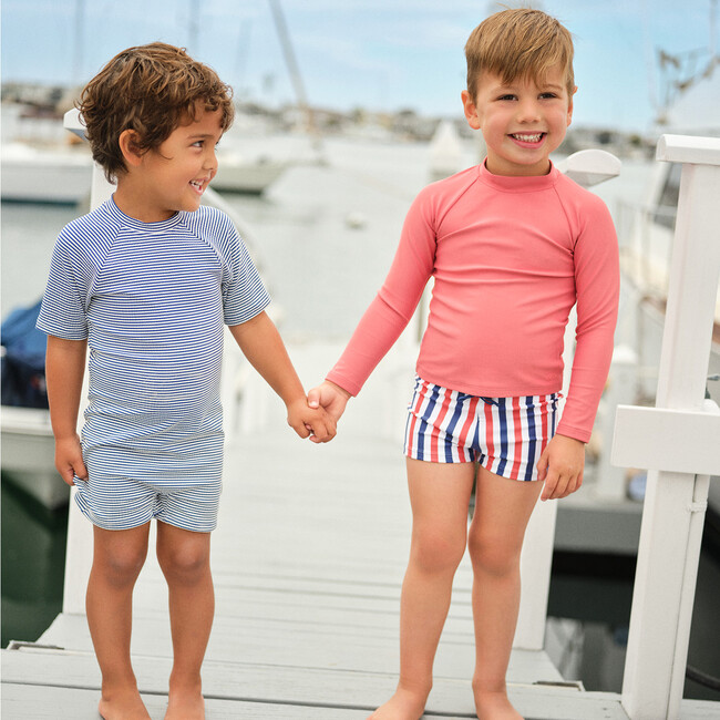 Unisex Harbor Stripe Short Sleeve Rashguard One Piece - Rash Guards - 3
