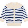 Unisex Cream And Blue Stripe Knit Cardigan - Cardigans - 1 - thumbnail