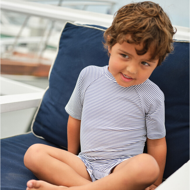 Unisex Harbor Stripe Short Sleeve Rashguard One Piece - Rash Guards - 4