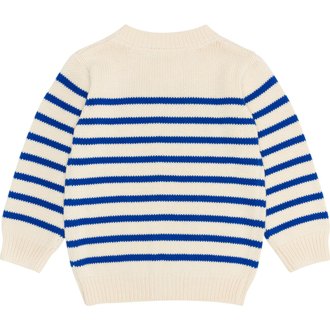 Unisex Cream And Blue Stripe Knit Cardigan - Cardigans - 7