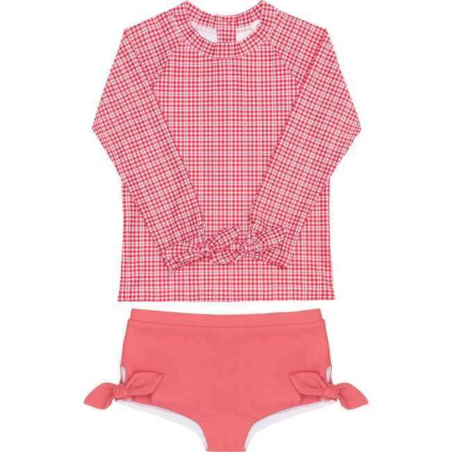 Girls Poppy Gingham Tie-Knot Rashguard Set