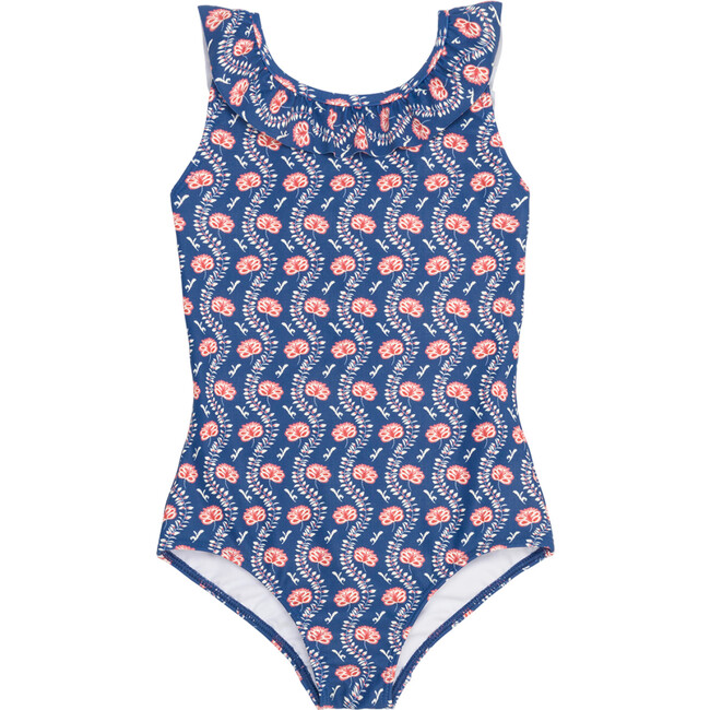 Girls Navy Primrose Ruffle Collar One Piece