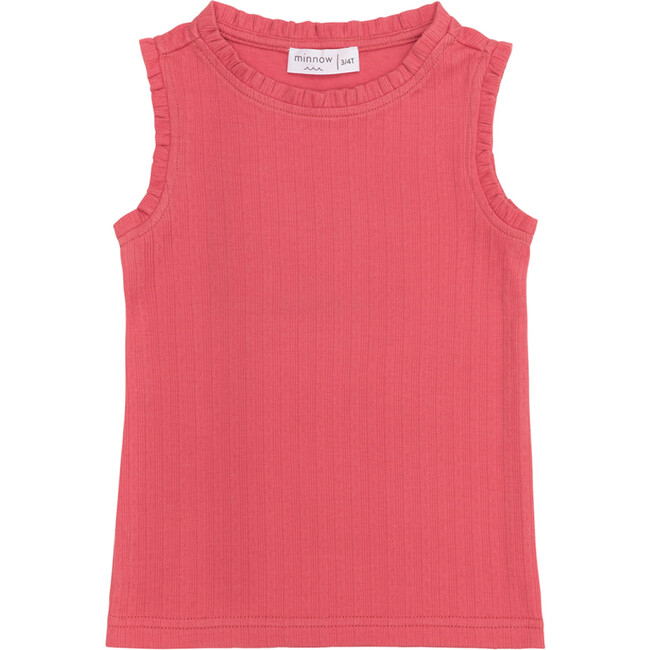 Girls Poppy Red Ruffle Pointelle Tank
