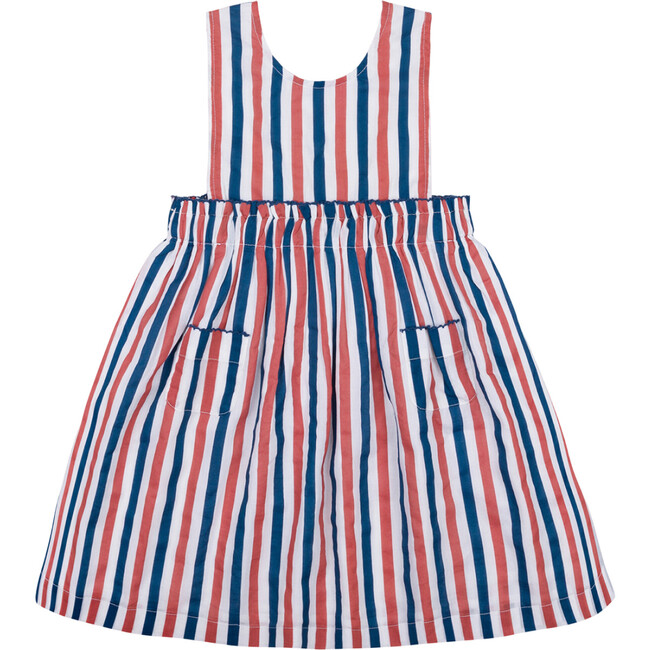 Girls Surfrider Stripe Double Bow Pinafore Dress