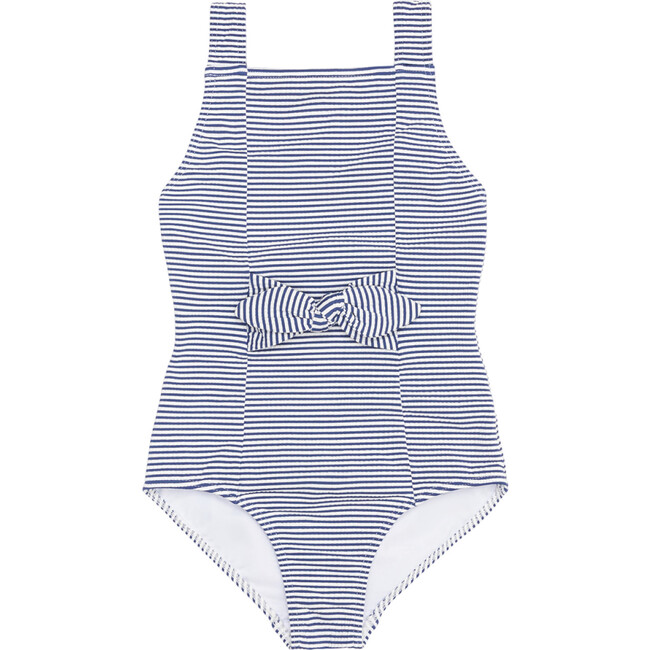 Girls Harbor Stripe Tie-Front One Piece
