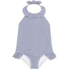 Girls Harbor Stripe Ruffle Halter One Piece - One Pieces - 1 - thumbnail