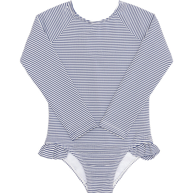 Girls Harbor Stripe Rashguard One Piece