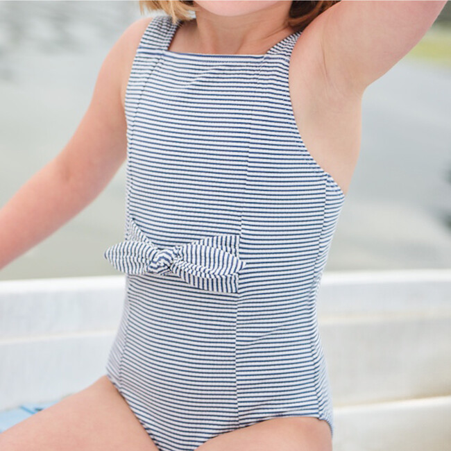 Girls Harbor Stripe Tie-Front One Piece - One Pieces - 4