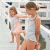 Girls Harbor Stripe Ruffle Halter One Piece - One Pieces - 5