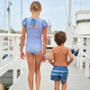 Girls Blue Primrose Puff Sleeve One Piece - One Pieces - 3