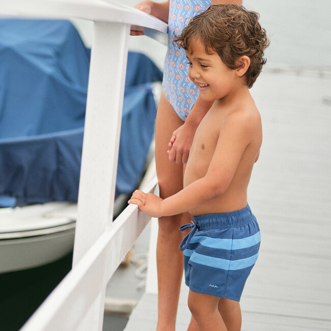 Boys Newport Navy Colorblock Boardie - Swim Trunks - 4