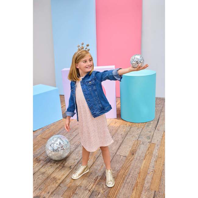 Swing Dress, Pink Crinkle Stars - Dresses - 3
