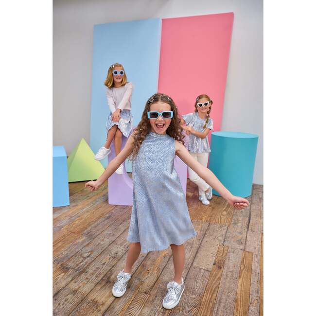 Swing Dress, Blue Crinkle Stars - Dresses - 3