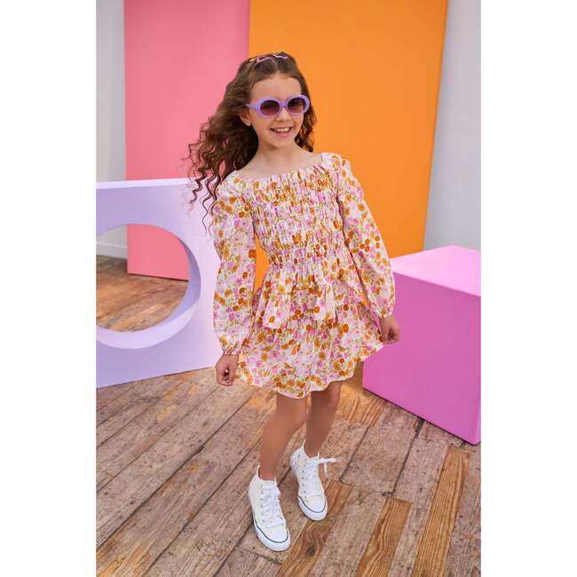 Shirred Circle Skirt, Lisle Saffron Floral - Skirts - 3