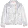 Quilted Moto Jacker, Silver - Jackets - 1 - thumbnail