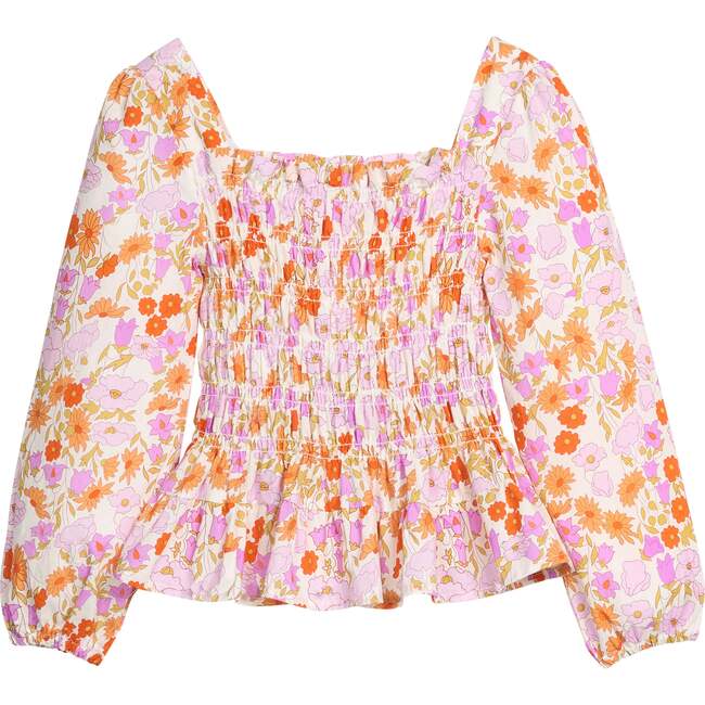 Long Sleeved India Top, Lisle Saffron Floral