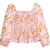 Long Sleeved India Top, Lisle Saffron Floral - Blouses - 1 - thumbnail