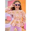 Long Sleeved India Top, Lisle Saffron Floral - Blouses - 2