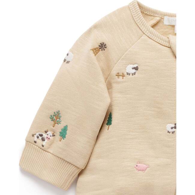 Embroidered Fleece Growsuit Farm Friends Broderie - Rompers - 3