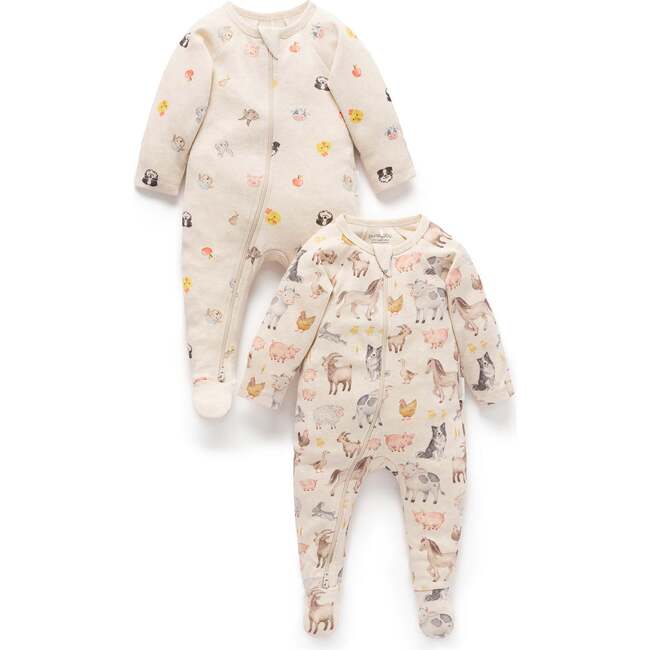 Printed Zip Growsuit Pack Farm Animals Print