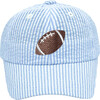 Football Seersucker Baseball Hat, Blue/White - Hats - 1 - thumbnail