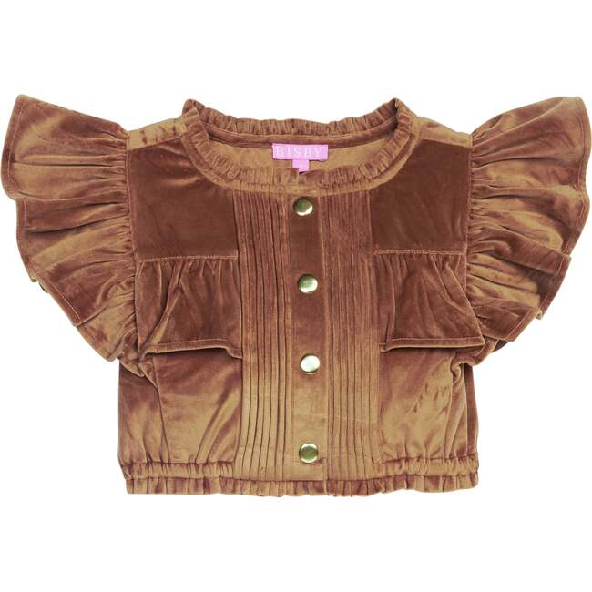 Annie Top, Brown Faux Suede