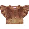 Annie Top, Brown Faux Suede - Blouses - 1 - thumbnail