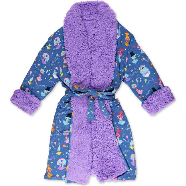 Trolls Music Bamboo Kids Sherpa Robe, Blue
