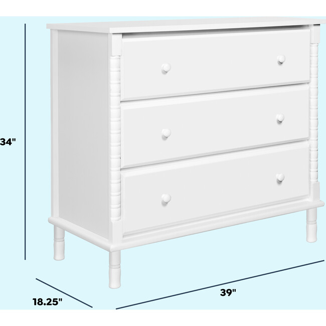 Jenny Lind Spindle 3-Drawer Dresser, White - Dressers - 5