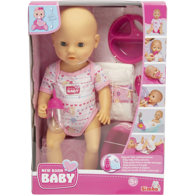 Newborn Baby: Drink & Wet - 7pc Pink - 15" Doll