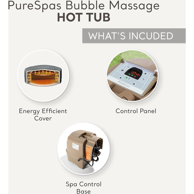 PureSpa: Sahara Tan Inflatable Hot Tub Set - 4 Person - Water Toys - 5