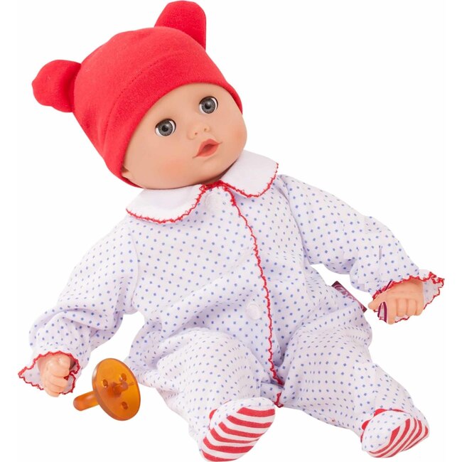 Muffin: 13" Soft Doll - Bald Boy - Red White & Blue Footed Pajamas