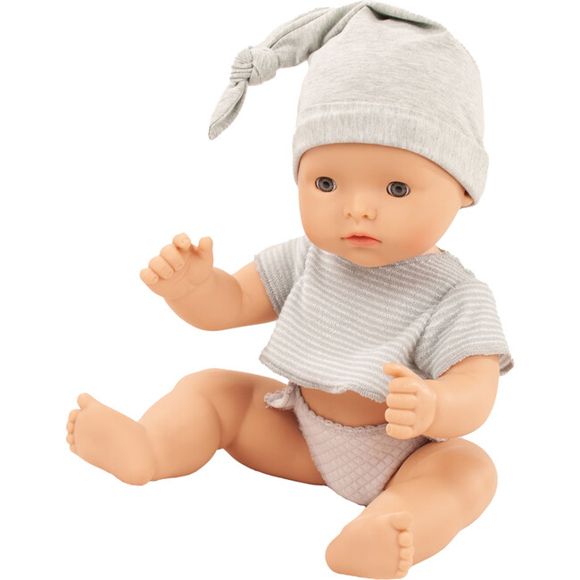 Maxi Aquini To Dress: 16.5" Bath Doll - Grey Stripe