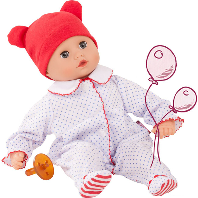 Muffin: 13" Soft Doll - Bald Boy - Red White & Blue Footed Pajamas - Dolls - 7