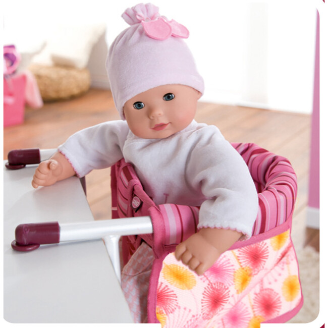 Doll Table Seat: Hook On - Pink Flowers - Doll Accessories - 3