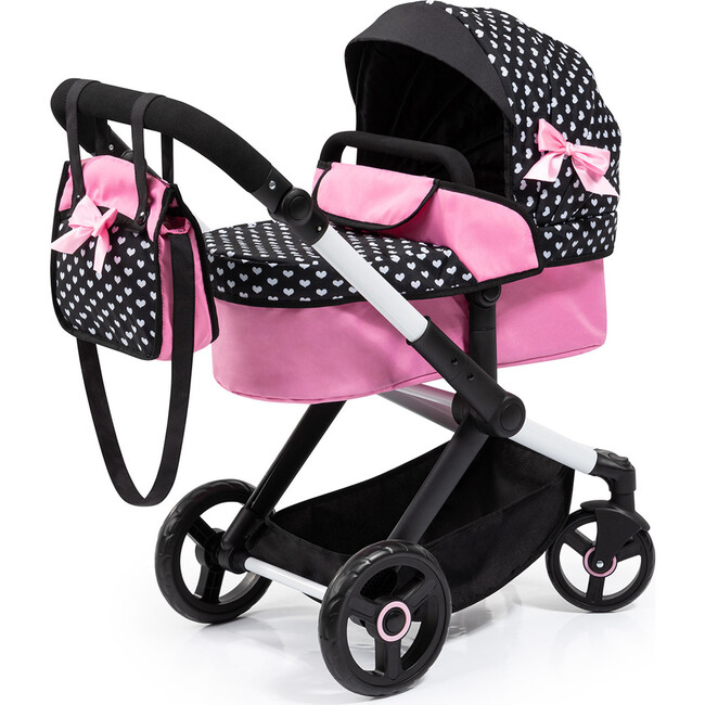 Bayer Design Dolls: Pram Xeo - Hearts Black & Pink