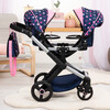 Bayer Design Dolls: Xeo Twin Pram - Stars Navy & Pink - Doll Accessories - 2
